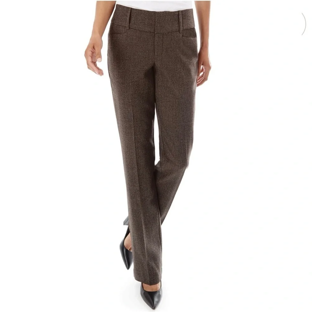 Apt 9 Magic Waist Tummy Control Straight Leg Dress Pants 8 Career Office Brown